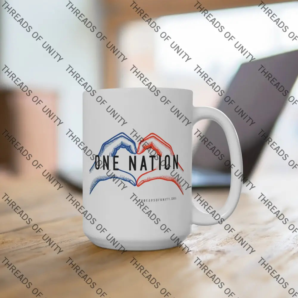 ’One Nation’ Threads of Unity Mug Patriotic Inclusive Bipartisan USA Ceramic Mug 15oz Mug