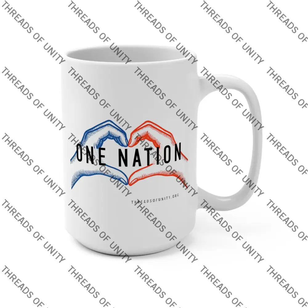 ’One Nation’ Threads of Unity Mug Patriotic Inclusive Bipartisan USA Ceramic Mug 15oz Mug