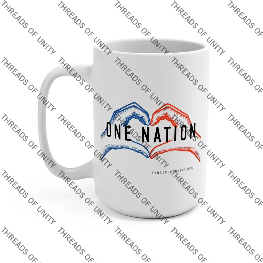’One Nation’ Threads of Unity Mug Patriotic Inclusive Bipartisan USA Ceramic Mug 15oz Mug