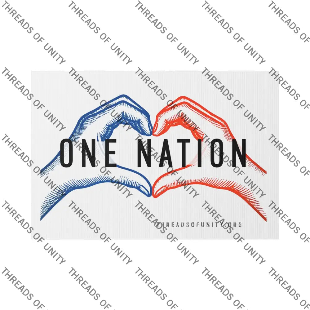 ’One Nation’ Unity Lawn Sign - One Nation Inclusive Bipartisan Patriotic USA Garden Sign 22’’ x 15’’ / White Home Decor