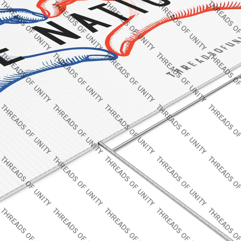 ’One Nation’ Unity Lawn Sign - One Nation Inclusive Bipartisan Patriotic USA Garden Sign 22’’ x 15’’ / White Home Decor