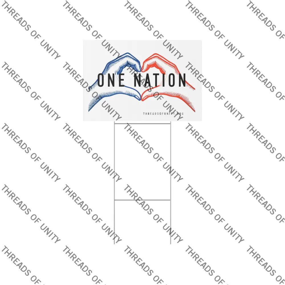 ’One Nation’ Unity Lawn Sign - One Nation Inclusive Bipartisan Patriotic USA Garden Sign 22’’ x 15’’ / White Home Decor