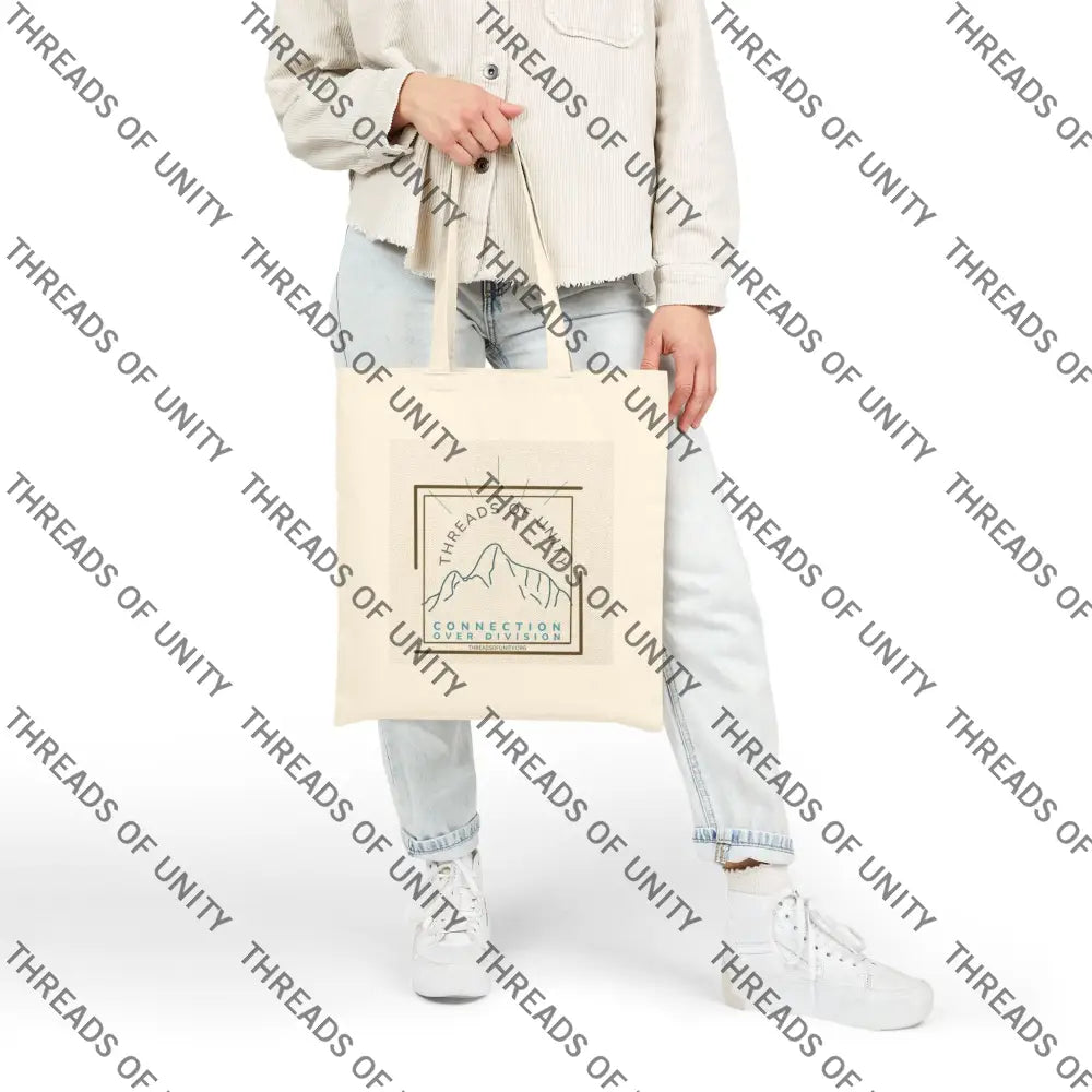 ’Threads of Unity’ Cotton Canvas Tote Bag Natural / 15’’ x 16’’ Bags