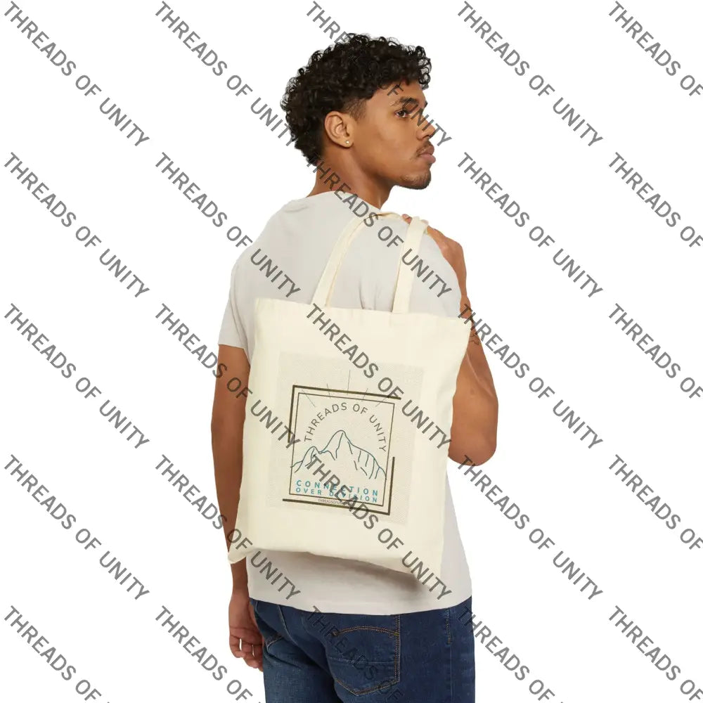 ’Threads of Unity’ Cotton Canvas Tote Bag Natural / 15’’ x 16’’ Bags