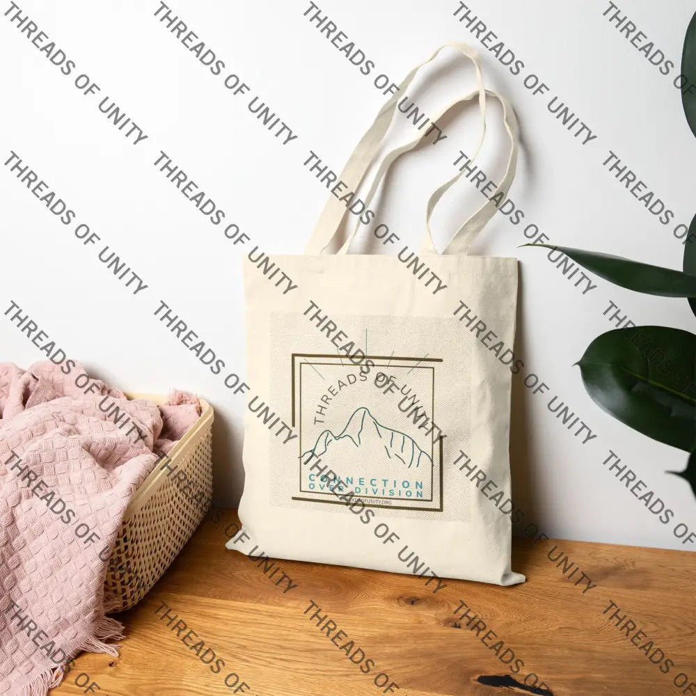 ’Threads of Unity’ Cotton Canvas Tote Bag Natural / 15’’ x 16’’ Bags